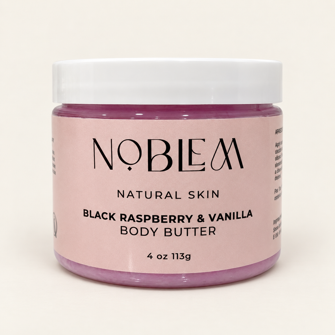 Noblem Black Raspberry &amp; Vanilla Body Butter on an ivory background