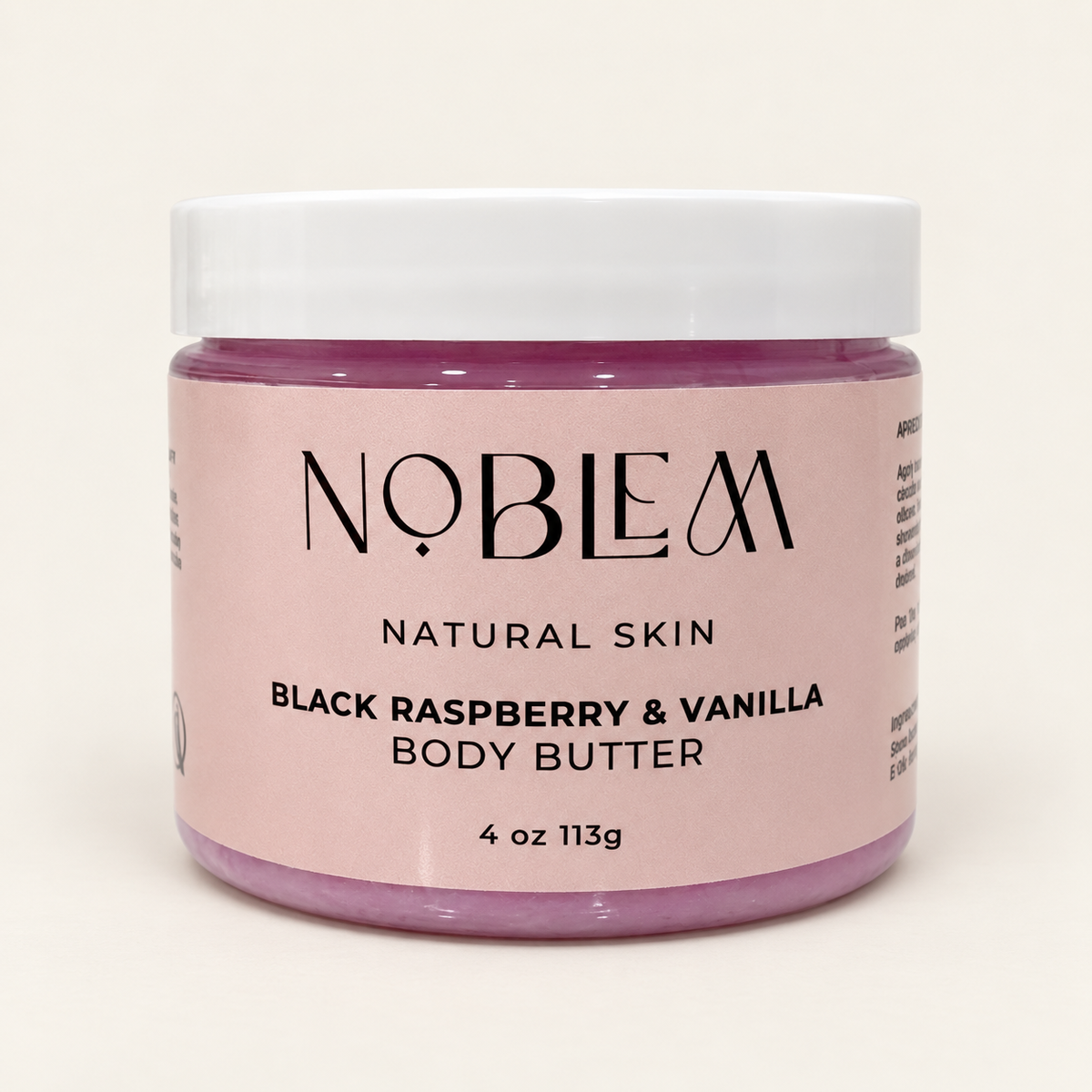 Noblem Black Raspberry &amp; Vanilla Body Butter on an ivory background
